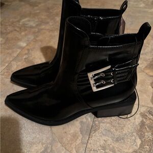 Black Ankle Boots with Buckle Detail